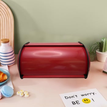 Cutie metalică pentru pâine, roz, formă de tobă, decor de bucătărie în stil retro franțuzesc