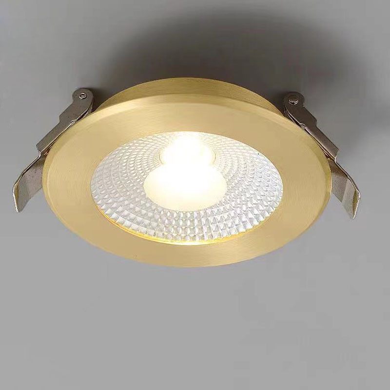 Εντοιχισμένο LED downlight από πλήρως χαλκό, χωρίς κύριο φως, για οροφή σαλονιού και εισόδου, προβολέ LED, ενσωματωμένο φωτιστικό φόντου τοίχου, κρυφή εγκατάσταση