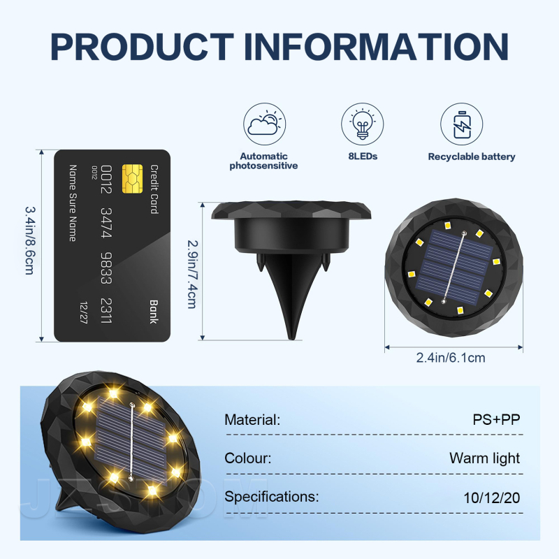 Solarna podzemna svjetiljka za vrt, vodootporno vanjsko osvjetljenje krajobraza