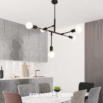 Nordický postmoderný minimalistický luster s ramenami – geometrické línie, do obývačky a jedálne
