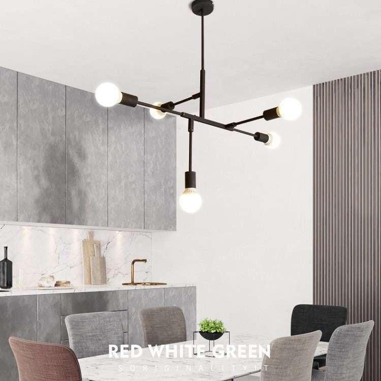 Nordický postmoderný minimalistický luster s ramenami – geometrické línie, do obývačky a jedálne