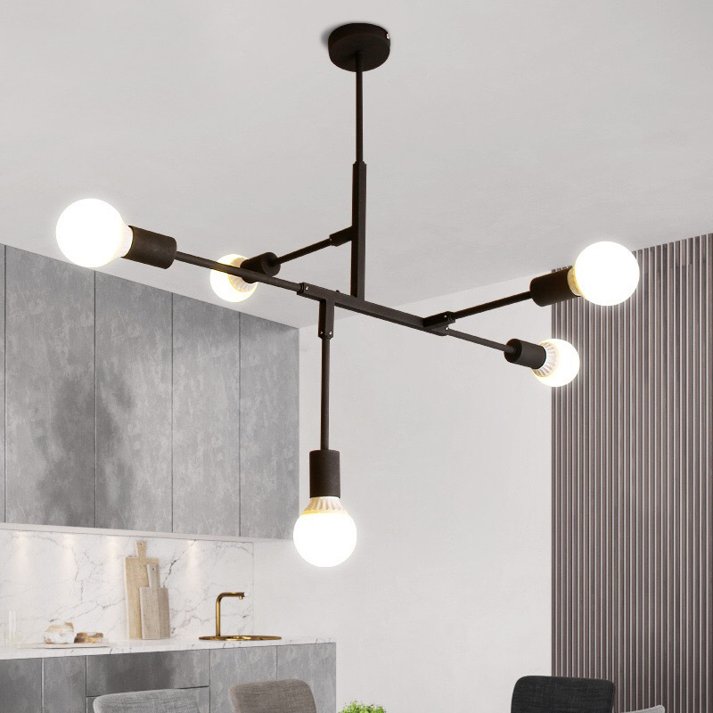 Nordický postmoderný minimalistický luster s ramenami – geometrické línie, do obývačky a jedálne