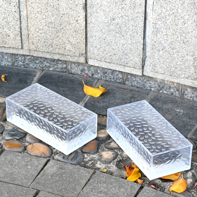 Lămpi solare în formă de blocuri de gheață, lumini dreptunghiulare pentru plăci de podea, iluminare pentru trepte de grădină, LED încorporat în sol, impermeabile pentru exterior