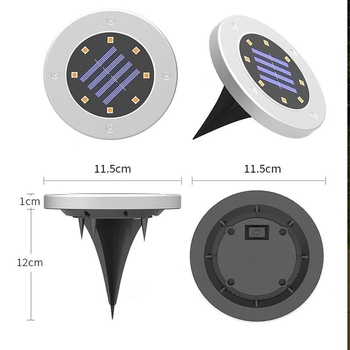 Lampă solară de exterior pentru gazon, LED încorporat în pământ, iluminat ambiental din oțel inox