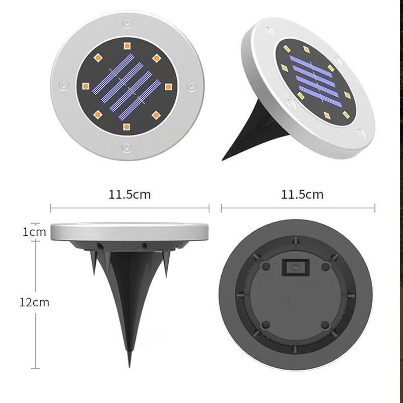 Lampă solară de exterior pentru gazon, LED încorporat în pământ, iluminat ambiental din oțel inox
