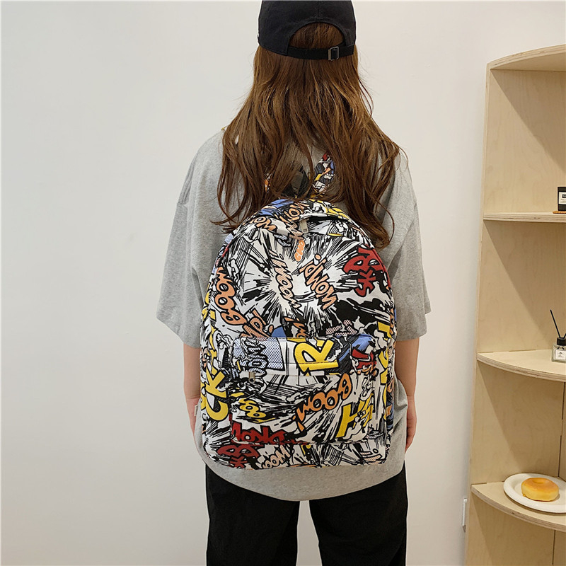 Graffiti ruksak za školu, unisex, moderan i svestran, velik kapacitet, školska torba