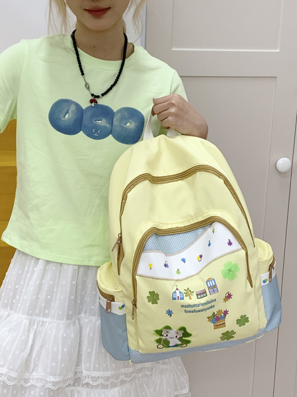 Učenicki ruksak casual stil s marshmallow kontrastnim bojama, pogodan za školu i izlaske, kapacitet do 20 l, za 15-inčni laptop, najlon, unisex