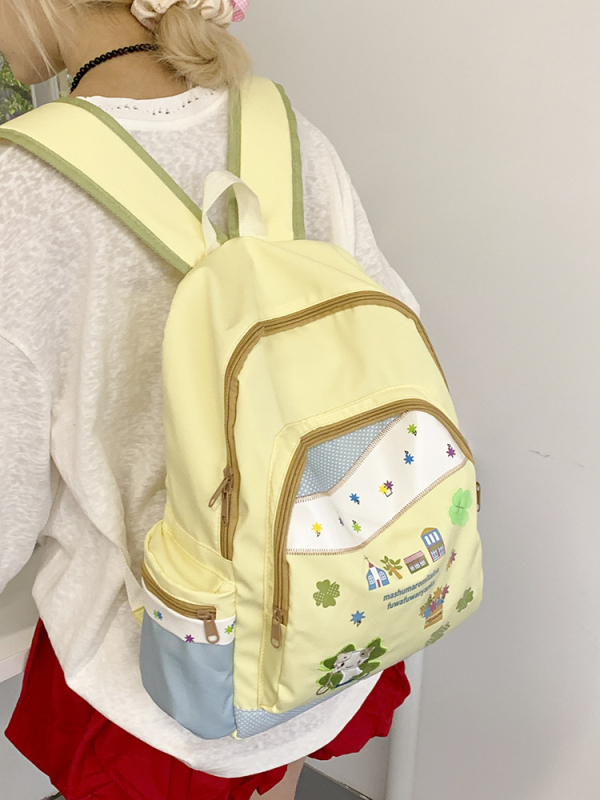 Učenicki ruksak casual stil s marshmallow kontrastnim bojama, pogodan za školu i izlaske, kapacitet do 20 l, za 15-inčni laptop, najlon, unisex
