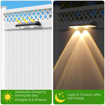 Solárne stenové svetlo pre vonkajšie osvetlenie dvora, vodotesné, na terasu a balkón, záhradná atmosféra a dekorácia, reflektory