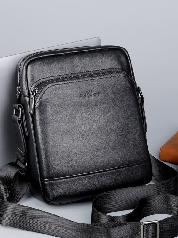 Muška torba preko ramena od kože prvog sloja – casual vertikalna crossbody torba, višefunkcionalna, za 8-inčni prijenosnik