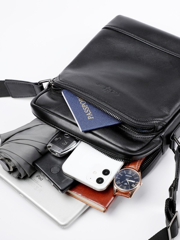 Muška torba preko ramena od kože prvog sloja – casual vertikalna crossbody torba, višefunkcionalna, za 8-inčni prijenosnik