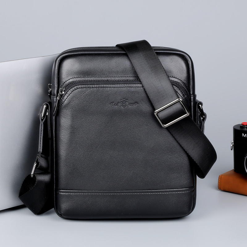 Muška torba preko ramena od kože prvog sloja – casual vertikalna crossbody torba, višefunkcionalna, za 8-inčni prijenosnik