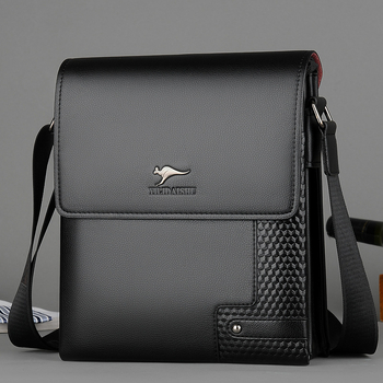 Muška torba preko ramena, velik kapacitet, poslovno- svakodnevni crossbody, PU koža tekstura, višeslojni dizajn, preklopna klapna, vertikalni stil