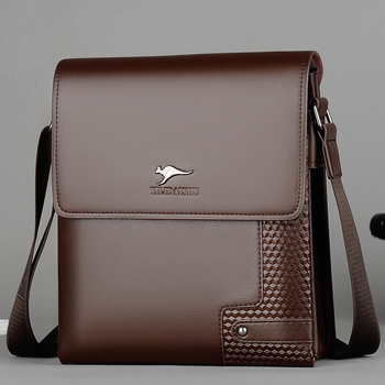Muška torba preko ramena, velik kapacitet, poslovno- svakodnevni crossbody, PU koža tekstura, višeslojni dizajn, preklopna klapna, vertikalni stil