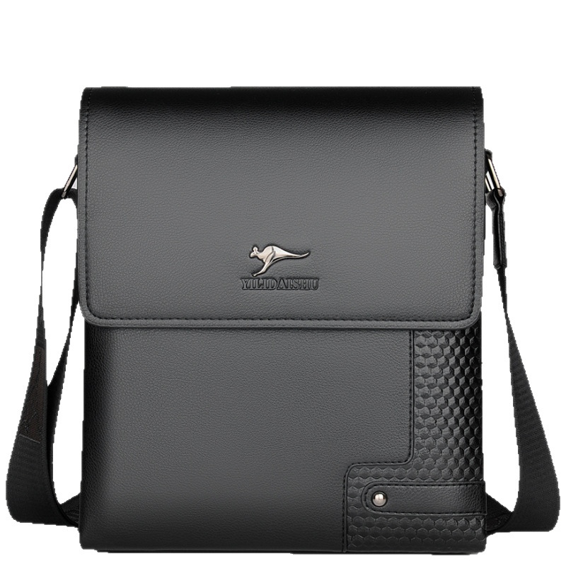 Muška torba preko ramena, velik kapacitet, poslovno- svakodnevni crossbody, PU koža tekstura, višeslojni dizajn, preklopna klapna, vertikalni stil