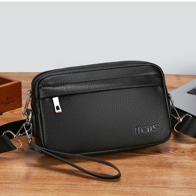 Muška PU kožna crossbody torba, casual stil, retro motociklistički dizajn, torba za telefon