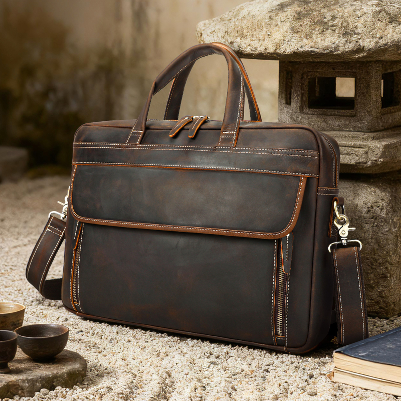 Masiwei muška torba od Crazy Horse kože, vrhunske kvalitete, retro stil, torba za 15-inčni laptop