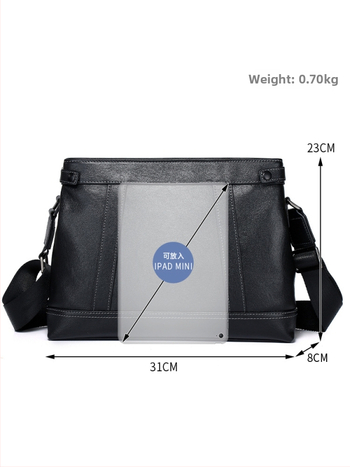 Muška torba preko ramena od prave kože s velikim kapacitetom, crossbody, opušten stil, prvi sloj kože