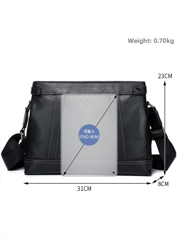Muška torba preko ramena od prave kože s velikim kapacitetom, crossbody, opušten stil, prvi sloj kože