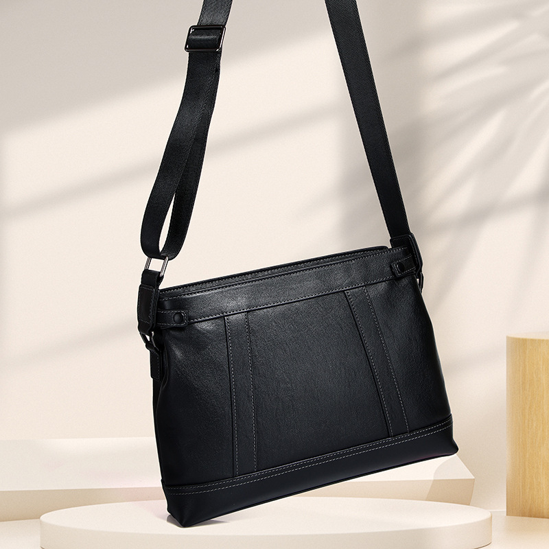 Muška torba preko ramena od prave kože s velikim kapacitetom, crossbody, opušten stil, prvi sloj kože