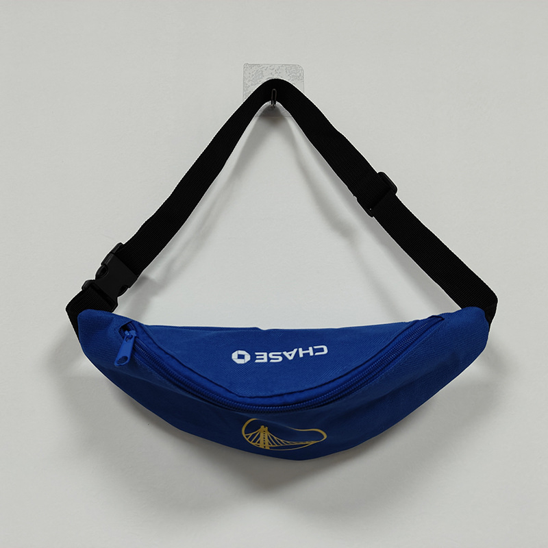 Geantă de talie din pânză cu fermoar, albastră, imprimeu cu litere, geantă crossbody pentru telefon, Oxford 600D