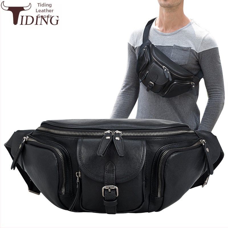 Muška torba za prsni dio od prvokvalitetne kravlje kože, kožna crossbody torba, za svakodnevnu i vanjsku upotrebu, visoke klase