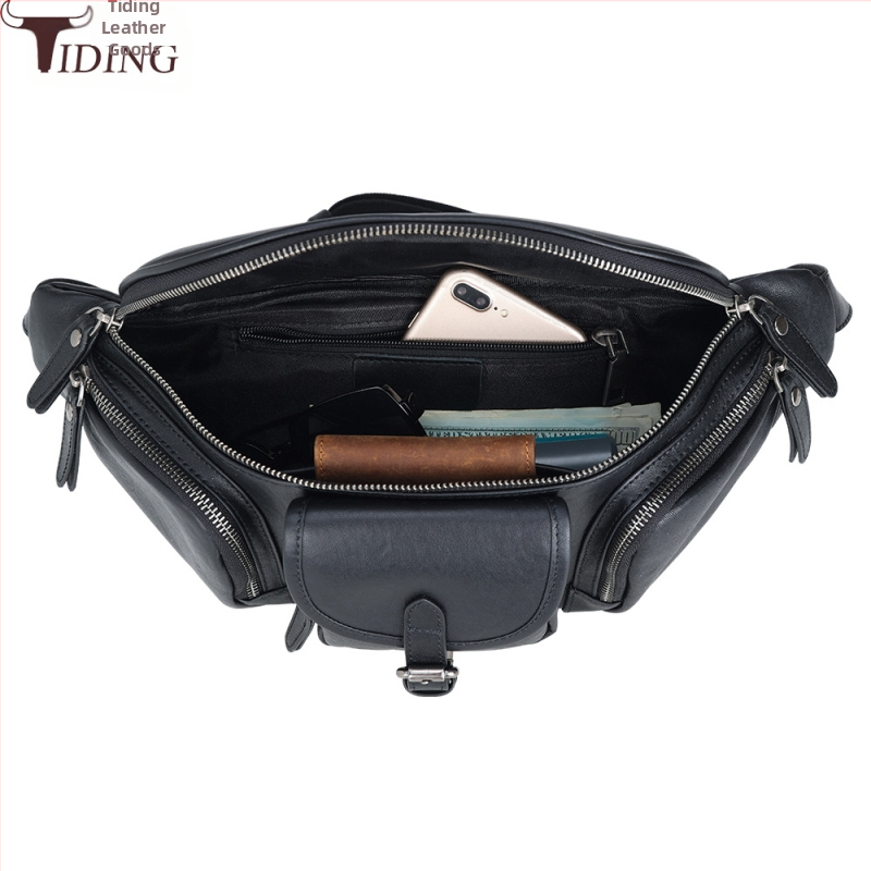 Muška torba za prsni dio od prvokvalitetne kravlje kože, kožna crossbody torba, za svakodnevnu i vanjsku upotrebu, visoke klase