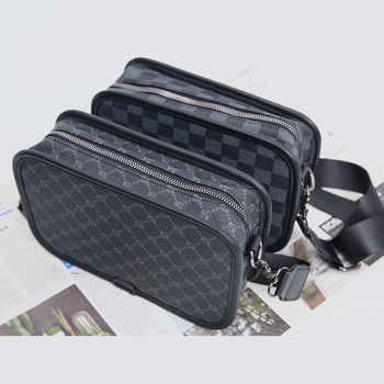 Muška torba preko ramena s kariranim uzorkom, gradski stil, kompaktna crossbody torba za svakodnevnu upotrebu