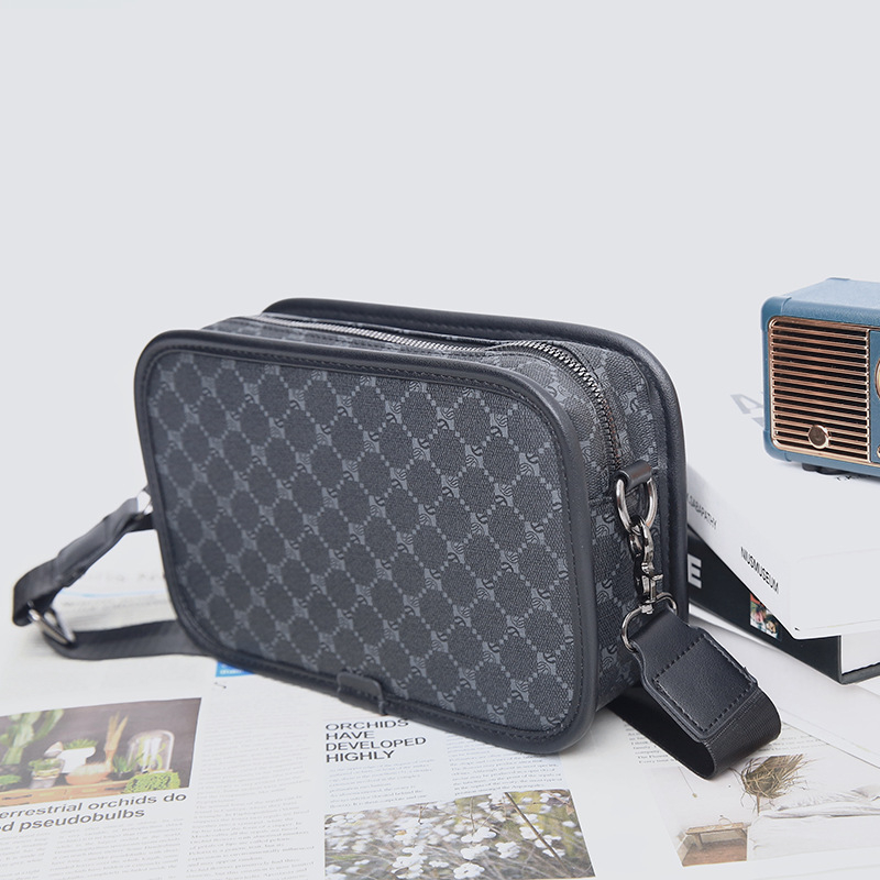 Muška torba preko ramena s kariranim uzorkom, gradski stil, kompaktna crossbody torba za svakodnevnu upotrebu