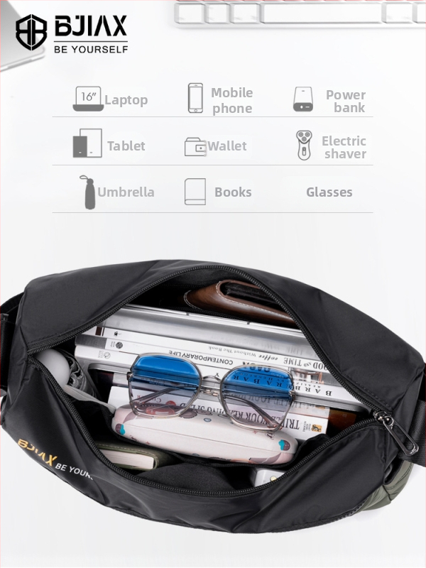 Muška crossbody torba za poslovna putovanja, velika kapaciteta, opuštenog i modernog dizajna, višenamjenska, za 16-inčni prijenosnik