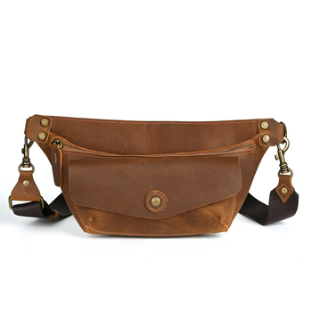 Muška crossbody torbica od Crazy Horse kože, retro stil, prava koža, velika kapaciteta
