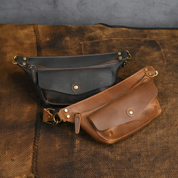 Muška crossbody torbica od Crazy Horse kože, retro stil, prava koža, velika kapaciteta