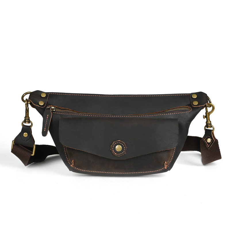 Muška crossbody torbica od Crazy Horse kože, retro stil, prava koža, velika kapaciteta