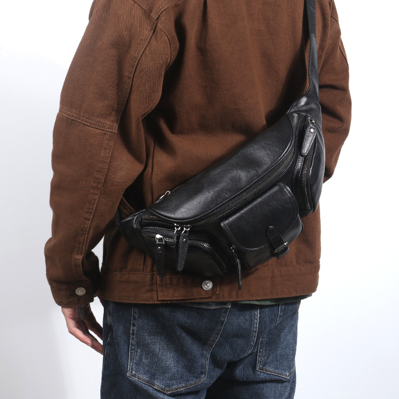 Muška kožna crossbody torbica za telefon do 8 inča, prva sloj kože, lagana za svakodnevnu upotrebu