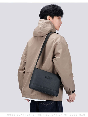PU kožna muška crossbody torba, poslovno- casual stil, velik kapacitet