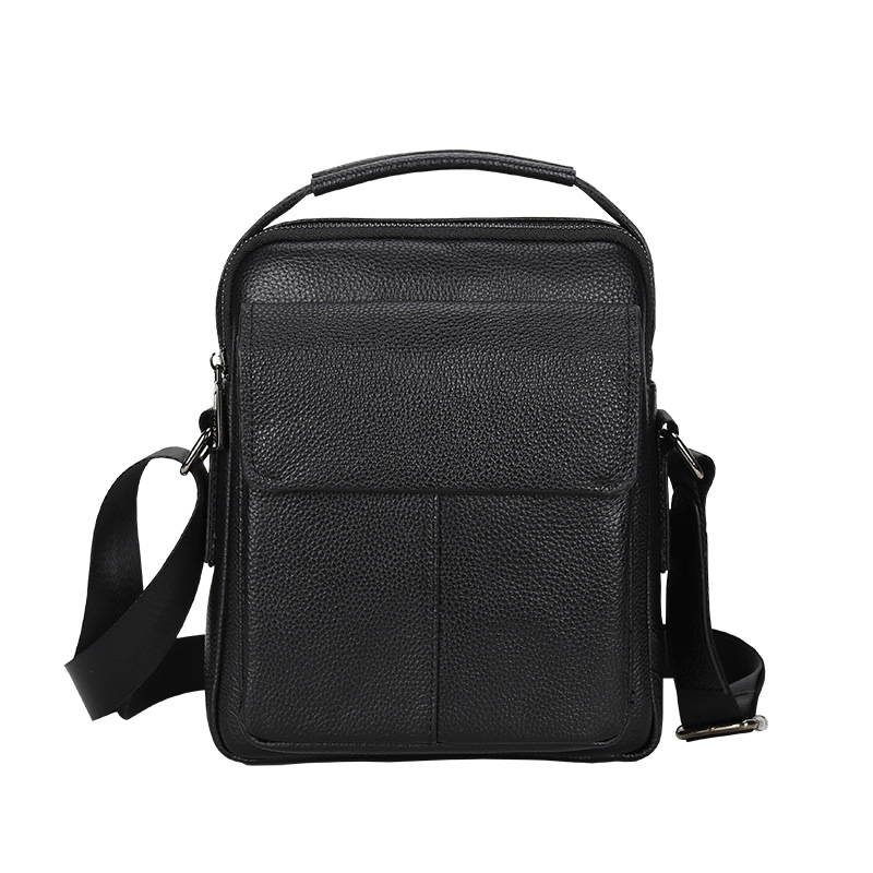 Férfiaknak szóló kis bőrtáska vállon, felsőréteg borjúbőrből, crossbody iPad 8 hüvelykeshez