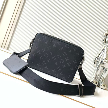 Muška crossbody torba, 3-u-1, crna kožna torba s cvjetnim uzorkom
