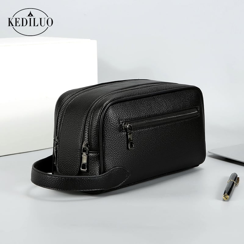 Férfi clutch táska puha bőrből, nagy kapacitású, üzleti casual stílus, több rekesz