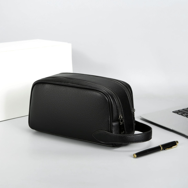 Férfi clutch táska puha bőrből, nagy kapacitású, üzleti casual stílus, több rekesz