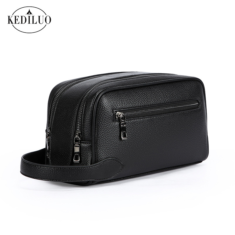 Férfi clutch táska puha bőrből, nagy kapacitású, üzleti casual stílus, több rekesz