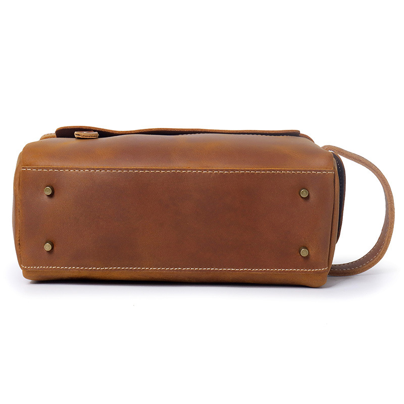 Új férfi bőr toalett neszesszer, Vintage Crazy Horse bőrrel, nagy kapacitású tároló – clutch stílusban