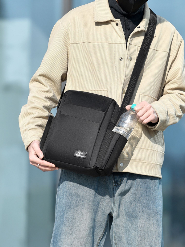 Muška platnena crossbody torba za poslovnu i svakodnevnu upotrebu, lagana, izdržljiva, vodootporna, pretinac za 15-inčni prijenosnik