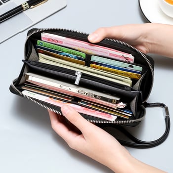 Novčanik od prave kože, višeslojni i multifunkcionalni, ručni clutch dizajn, casual stil, klasičan reljef dizajn
