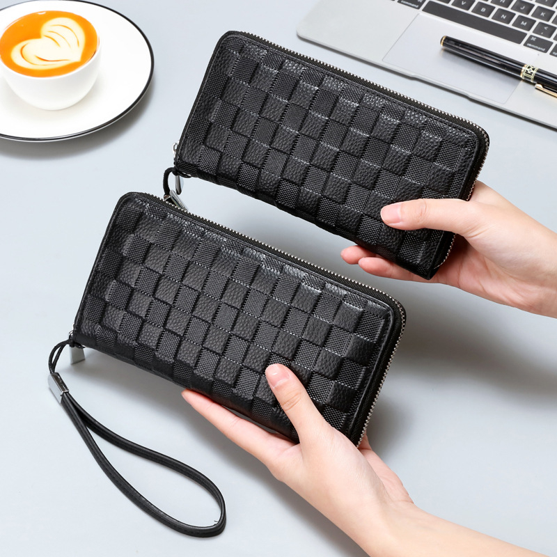 Novčanik od prave kože, višeslojni i multifunkcionalni, ručni clutch dizajn, casual stil, klasičan reljef dizajn