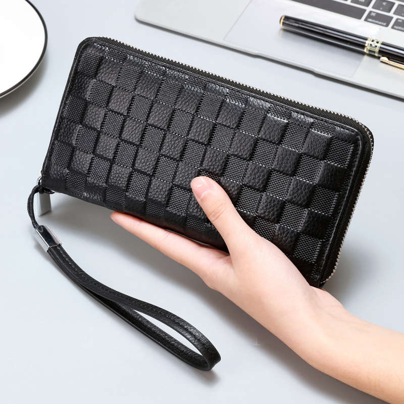 Novčanik od prave kože, višeslojni i multifunkcionalni, ručni clutch dizajn, casual stil, klasičan reljef dizajn
