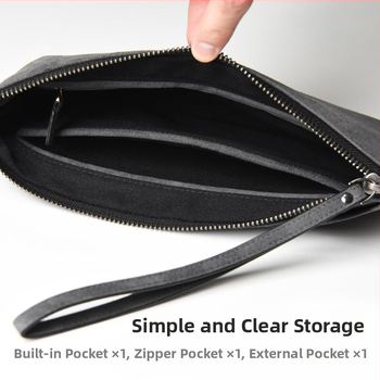 Alcantara pánska clutch taška na telefón, minimalistický dizajn v štýle obálky, štýlové obchodné uloženie