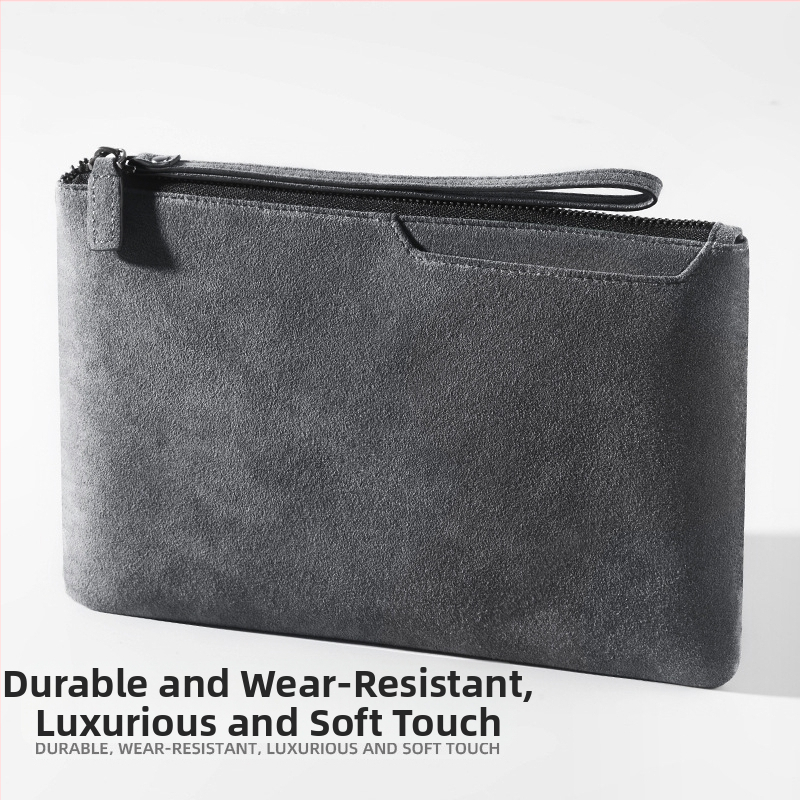 Alcantara pánska clutch taška na telefón, minimalistický dizajn v štýle obálky, štýlové obchodné uloženie