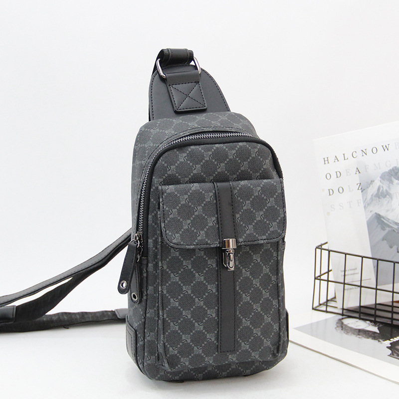 Muška PU torbica za prsa s kariranim uzorkom, crossbody, gradski stil za svakodnevno nošenje i vožnju biciklom