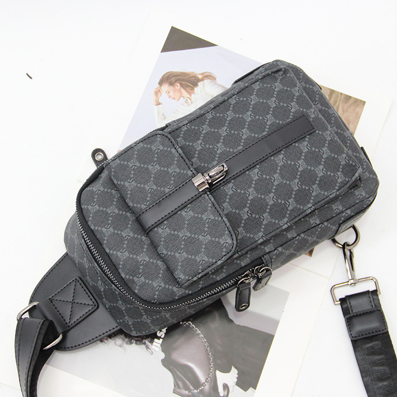 Muška PU torbica za prsa s kariranim uzorkom, crossbody, gradski stil za svakodnevno nošenje i vožnju biciklom