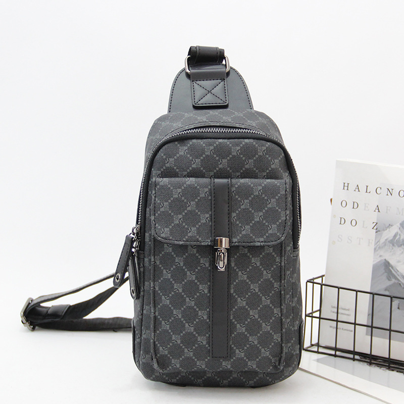 Muška PU torbica za prsa s kariranim uzorkom, crossbody, gradski stil za svakodnevno nošenje i vožnju biciklom